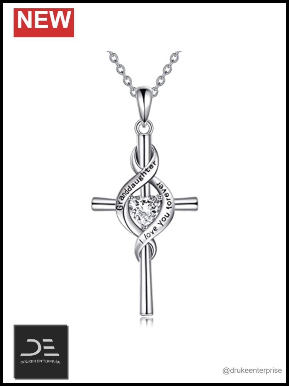 Sterling Silver Infinity Cross Pendant Necklace Granddaughter Gift from Grandma